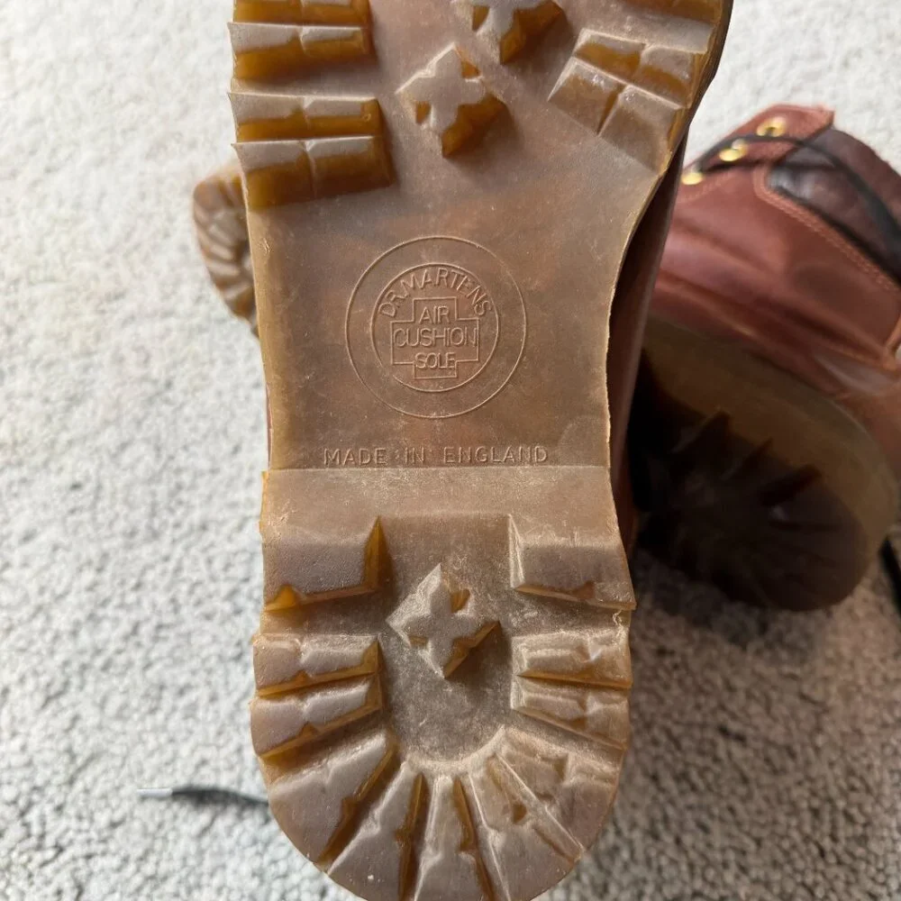 Vintage Dr. Martens Boots Rare 7 Eyelet Almond Toe - Made in England - Size UK7